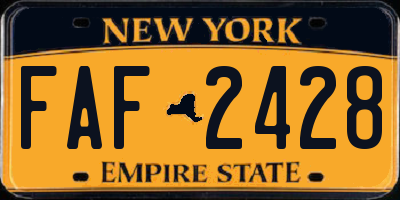 NY license plate FAF2428