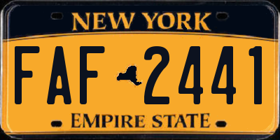 NY license plate FAF2441