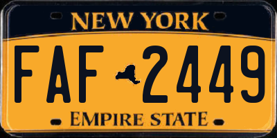 NY license plate FAF2449