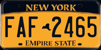 NY license plate FAF2465