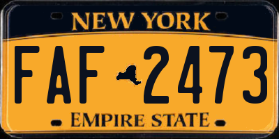 NY license plate FAF2473