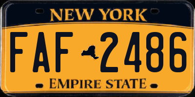NY license plate FAF2486