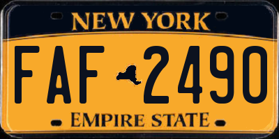 NY license plate FAF2490