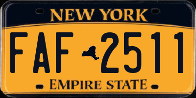 NY license plate FAF2511