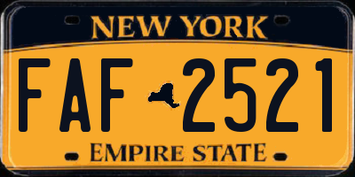 NY license plate FAF2521