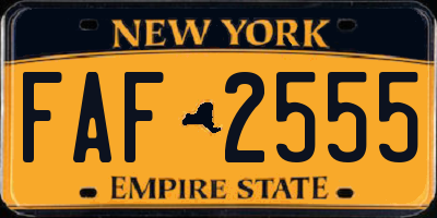NY license plate FAF2555