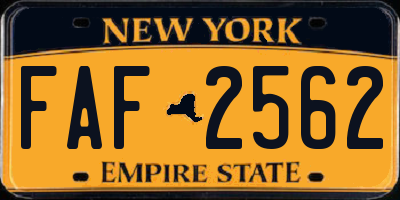 NY license plate FAF2562