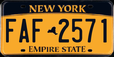 NY license plate FAF2571