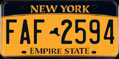 NY license plate FAF2594
