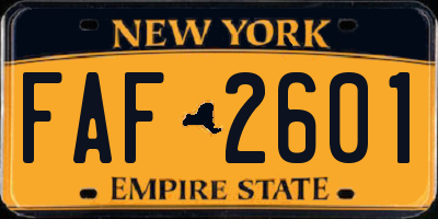 NY license plate FAF2601