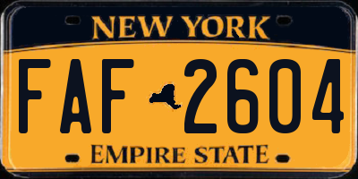 NY license plate FAF2604