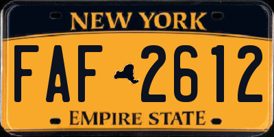 NY license plate FAF2612