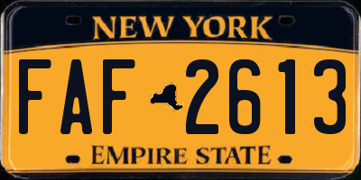 NY license plate FAF2613