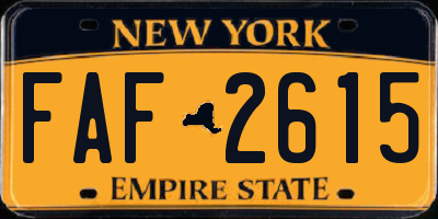 NY license plate FAF2615