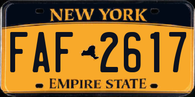 NY license plate FAF2617