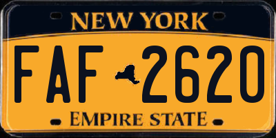 NY license plate FAF2620