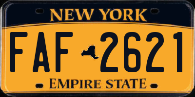 NY license plate FAF2621