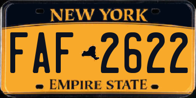 NY license plate FAF2622