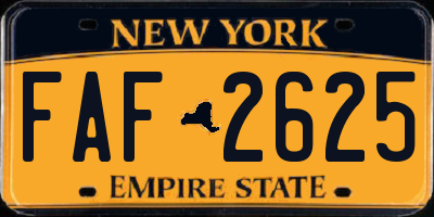 NY license plate FAF2625