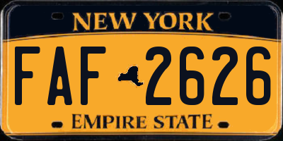 NY license plate FAF2626