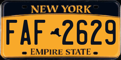 NY license plate FAF2629