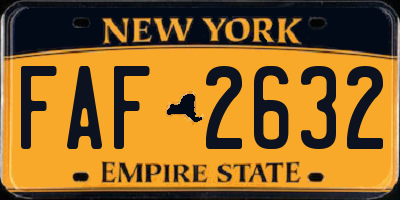 NY license plate FAF2632