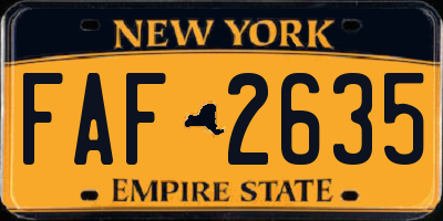 NY license plate FAF2635