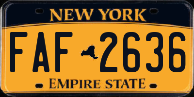 NY license plate FAF2636