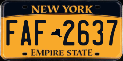 NY license plate FAF2637