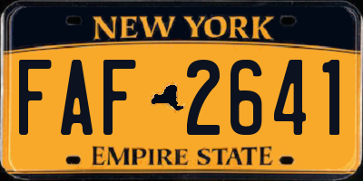 NY license plate FAF2641