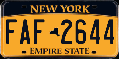 NY license plate FAF2644