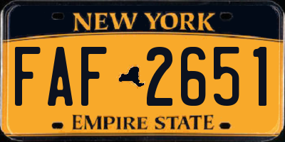 NY license plate FAF2651