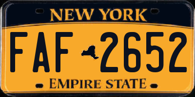 NY license plate FAF2652