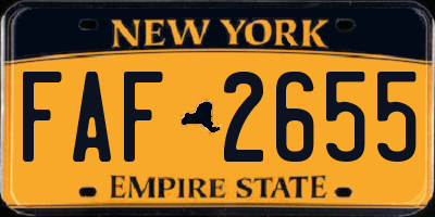 NY license plate FAF2655