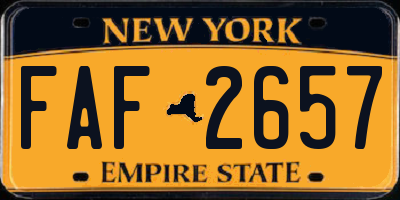 NY license plate FAF2657