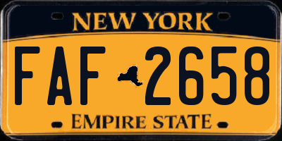 NY license plate FAF2658