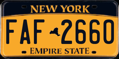 NY license plate FAF2660