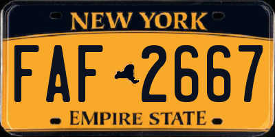 NY license plate FAF2667