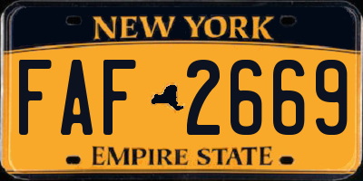 NY license plate FAF2669