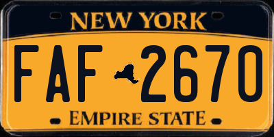 NY license plate FAF2670