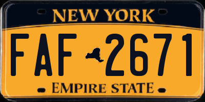 NY license plate FAF2671