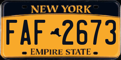 NY license plate FAF2673