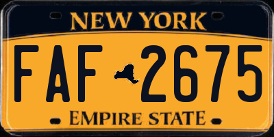 NY license plate FAF2675