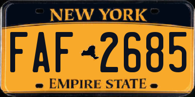 NY license plate FAF2685