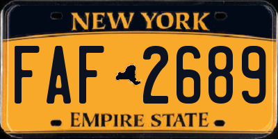 NY license plate FAF2689