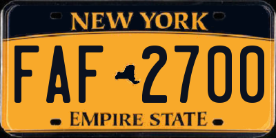 NY license plate FAF2700