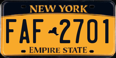NY license plate FAF2701