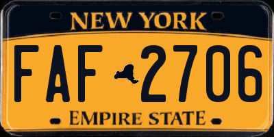 NY license plate FAF2706