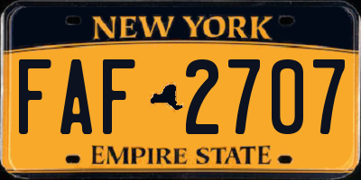 NY license plate FAF2707