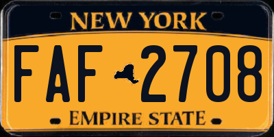 NY license plate FAF2708